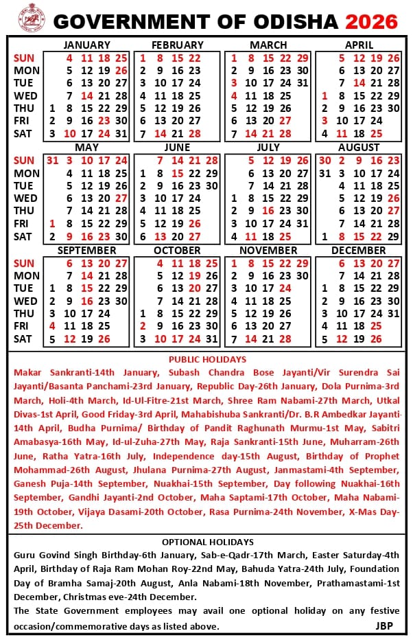 Calendar 2026_page-0001 - The Dhenkanal https://thedhenkanal.com/odisha-government-calendar-2026-with-holiday-list/